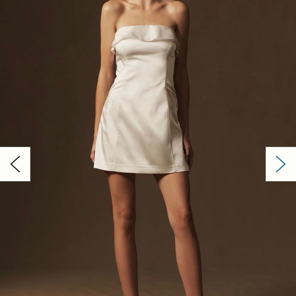 NWT BHLDN Clean Strapless Organza Foldover Detail Mini Dress - Picture 2 of 6